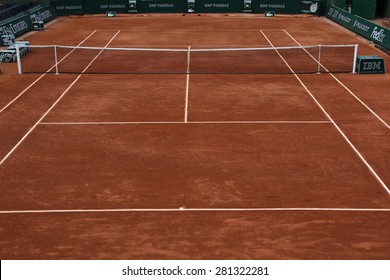 PARIS, FRANCE- MAY 23, 2015 Clay Court Ready For Roland Garros 2015 At Le Stade Roland Garros In Paris, France