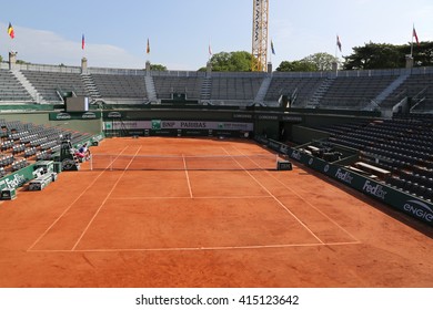 PARIS, FRANCE- MAY 24, 2015 Clay Court Ready For Roland Garros 2015 At Le Stade Roland Garros In Paris, France