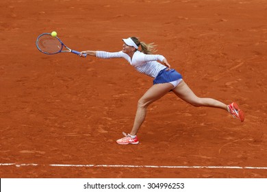 PARIS, FRANCE- MAY 29, 2015: Five times Grand Slam champion Maria Sharapova in action during her third round match at Roland Garros 2015 in Paris, France