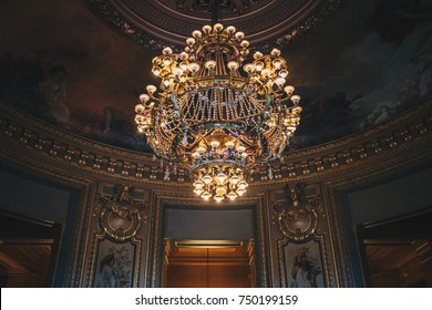 Paris, France - NOV 30, 2013: Interior of the Palais Garnier (Opera Garnier). Interior view of the Opera National.It was built from 1861 to 1875 for the Paris Opera house.
