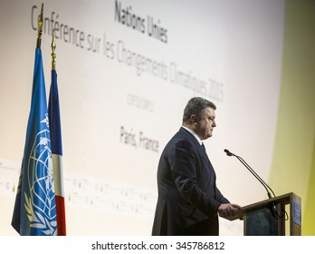 PARIS, FRANCE - Nov 30, 2015: Speech By The President Of Ukraine Petro Poroshenko At The 21st Session Of The UN Conference On Climate Change