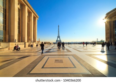 Paris, France - November 25 2017 : Human Rights Esplanade, Trocadéro Palace
