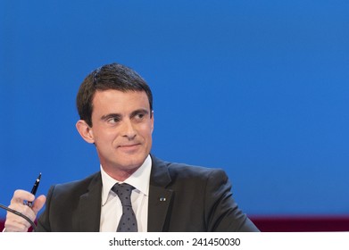 PARIS, FRANCE - NOVEMBER 27, 2014 : Prime Minister Manuel Valls During The 97th Congress Of France Mayors In Exhibition Center Of Porte De Versailles