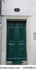 Paris, France - November 6th 2018: Green door in Montmartre