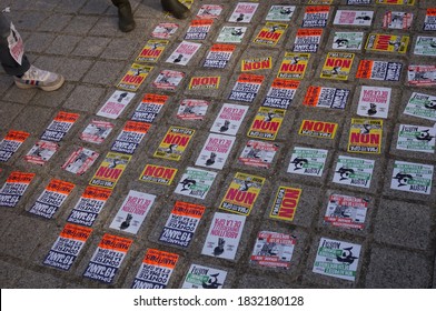 Paris, France - Oct. 10, 2020 - Pamplets And Stickers Against The French Government's Bioethics Bill, Relating To MAP Without A Father For All Women, Gestational Surrogacy And Unlimited Avortion