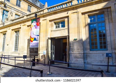 Paris, France - October 14, 2017: Entrance Door Of The Picasso Museum In Paris, France