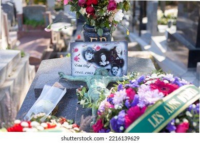 PARIS, FRANCE - OCTOBER 18, 2022: Grave Of Edith Piaf At Pere Lachaise Cemetery In Paris.
