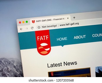 Paris, France - October 19, 2018: Website Of The Financial Action Task Force Or FATF, An Intergovernmental Organization Against Money Laundering.