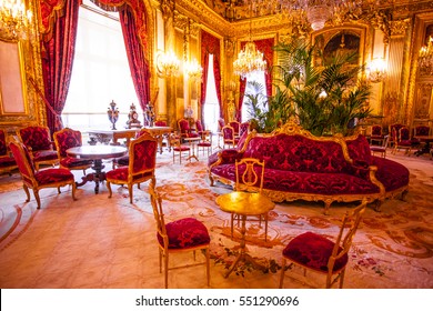 PARIS, FRANCE - OCTOBER 2, 2016 : Apartments of Napoleon III. Louvre Museum is the biggest museum in word with nearly 35,000 exhibits.