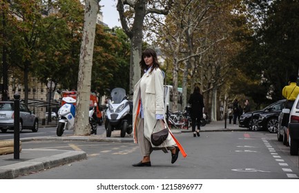 PARIS, France- October 2 2018: Kristi Gogsadze on the street during the Paris Fashion Week.