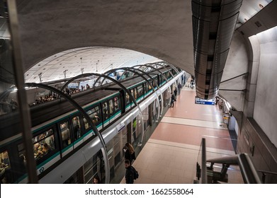 Paris, France - October 25, 2019: Madeleine Is A Station On Line 14 Of The Paris Metro In Central Paris And The 8th Arrondissement. 