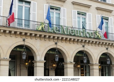 Paris, France. October 30. 2022. Famous Five Star Hotel, Le Meurice, Dating From The 19th Century, Located In The Prestigious Rue De Rivoli.