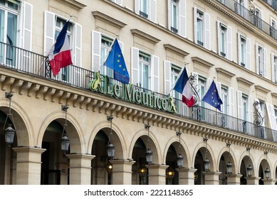 Paris, France. October 30. 2022. Famous Five Star Hotel, Le Meurice, Dating From The 19th Century, Located In The Prestigious Rue De Rivoli.