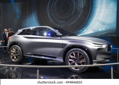 PARIS, FRANCE - OCTOBER 6, 2016: Infiniti QX Sport Inspiration concept Car is displayed at Paris Motor Show. Infiniti is the luxury vehicle division of Japanese automaker Nissan. 
