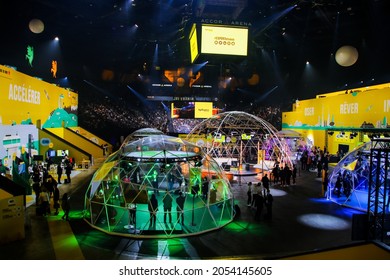 Paris, France - October 7, 2021 : Show Floor At The Bpifrance Innovation Generation (BIG) Business Convention At The Accor Arena In Paris Bercy - Event Organized By The French Public Investment Bank