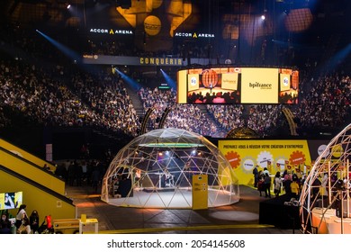 Paris, France - October 7, 2021 : Show Floor At The Bpifrance Innovation Generation (BIG) Business Convention At The Accor Arena In Paris Bercy - Event Organized By The French Public Investment Bank