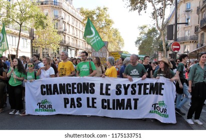 Paris, France - September 08 2018: Walking For The Climate - Up For The Climate. Ecological Demonstration.