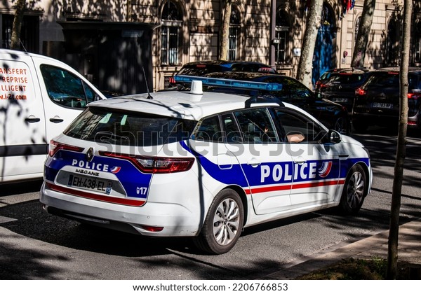 Paris,\
France - September 14, 2022 Police patrol the streets of Paris, an\
emblematic city and the capital of France, security forces are\
present throughout the city and protect\
citizens