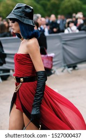 PARIS, France- September 2019: Stylish Outfit On The Street During Paris Fashion Week Spring Summer 2020