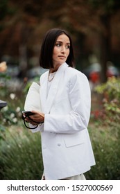 PARIS, France- September 2019: Stylish Outfit On The Street During Paris Fashion Week Spring Summer 2020