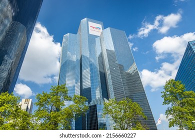 Paris, France - September 2021 : Total Energies tower, the headquarters building of the French company in La Défense, Paris