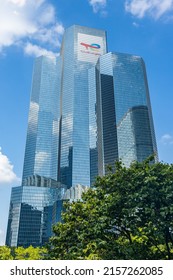 Paris, France - September 2021 : Total Energies Coupole tower, the headquarters building of the French company in La Défense, Paris