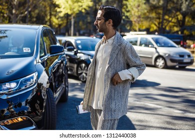 PARIS, FRANCE - SEPTEMBER 30, 2018: Imran Amed Seen Outside THOM BROWNE Show During Paris Fashion Week Spring/Summer 2019.