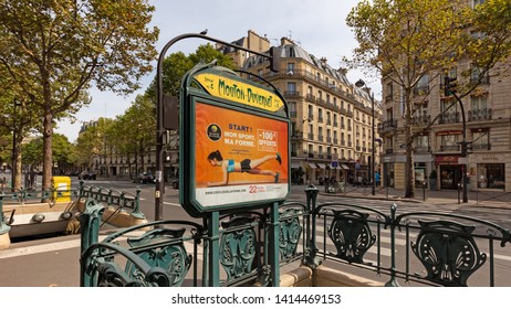 PARIS / FRANCE - SEPTEMBER 3rd, 2017: Metro Entrance 