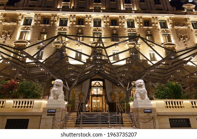 Paris, France-April 25 , 2021 : Perfectly Situated At Avenue Kleber, The Peninsula Hotel Sits In The Heart Of Paris Within Walking Distance Of Some Of The World S Most Famous Monuments .