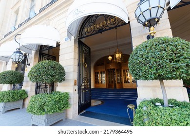 Paris, France-July 14 , 2022 : The Ritz Paris Is A Hotel And Restaurant In Central Pari, Overlooking The Place Vendome In The City's 1st District. It Ranked Among The Most Luxurious Hotels.