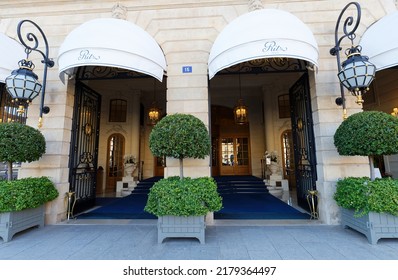 Paris, France-July 14 , 2022 : The Ritz Paris Is A Hotel In Central Paris, Overlooking The Place Vendome In The City's 1st Arrondissement. It Ranked Among The Most Luxurious Hotels In The World.