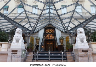 Paris, France-March 06, 2021 : Perfectly Situated At Avenue Kleber, The Peninsula Hotel Sits In The Heart Of Paris Within Walking Distance Of Some Of The World S Most Famous Monuments .