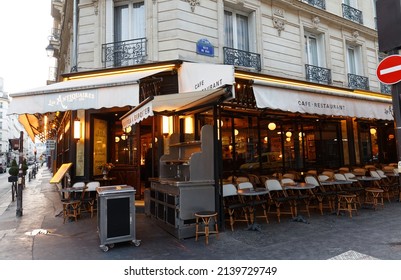 Paris, France-March 27 , 2022 : Cafe Des Antiquaires Is Traditional French Cafe Located In Saint German District In Paris., France.