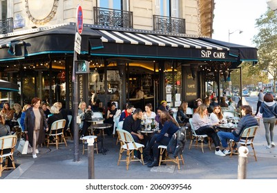 Paris, France-October 07, 2021 : Sip is a traditional Parisian cafe located in the 7th district of Paris.