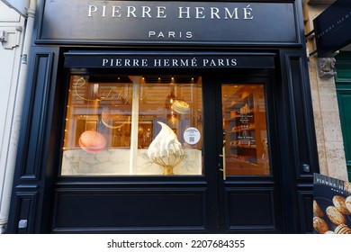 Paris, France-September 21, 2022 : Exterior View Of Pastry Shop Of French Famous Pastry Chef Pierre Herme In Central Paris In Saint Germain District .