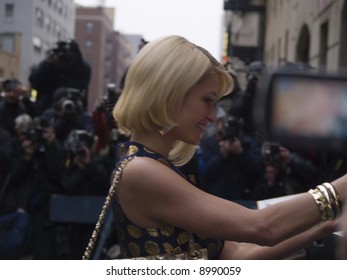 Paris Hilton Outside The Ed Sullivan Theater Before A Taping Of The David Letterman Show On January 29th, 2008.