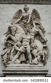 Paris - July 10th 2014: La Résistance Sculpture In The Facade Of The Arc De Triomphe, By Antoine Étex.