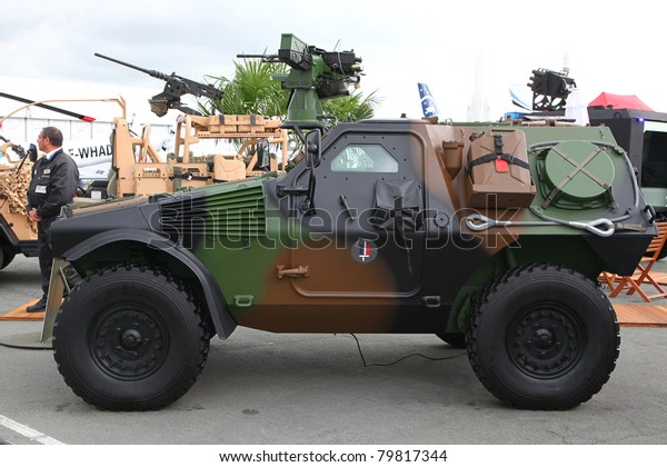 PARIS - JUN 23: Military Jeep Panhard VBL OPEX on 49th Paris Air Show on June 23, 2011 in Paris, France.