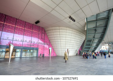 PARIS - JUNE 06: Exterior View On Congress Palace (Palais Des Congres De Paris) In Paris, France On June 6, 2012. The Palace Is A Concert Venue And Convention Center And Was Built By Guillaume Gillet.