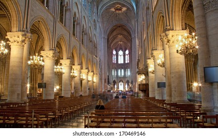 PARIS - JUNE 17: Nave Of Notre Dame Cathedral On June 17, 2013 In Paris