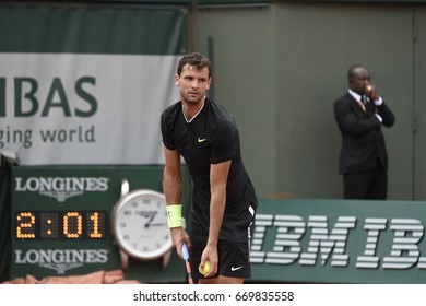 PARIS - JUNE 2:  Grigor Dimitrov (BUL) Competes Against Pablo Carreño Busta (ESP) In Round 3 At The French Open On June 2, 2017 In Paris, France. 