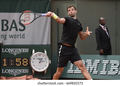 PARIS - JUNE 2:  Grigor Dimitrov (BUL) Competes Against Pablo Carreño Busta (ESP) In Round 3 At The French Open On June 2, 2017 In Paris, France. 