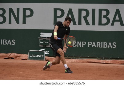 PARIS - JUNE 2:  Grigor Dimitrov (BUL) Competes Against Pablo Carreño Busta (ESP) In Round 3 At The French Open On June 2, 2017 In Paris, France. 