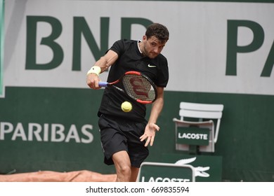 PARIS - JUNE 2:  Grigor Dimitrov (BUL) Competes Against Pablo Carreño Busta (ESP) In Round 3 At The French Open On June 2, 2017 In Paris, France. 