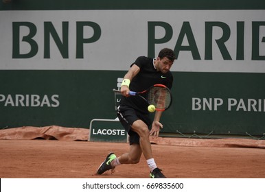 PARIS - JUNE 2:  Grigor Dimitrov (BUL) Competes Against Pablo Carreño Busta (ESP) In Round 3 At The French Open On June 2, 2017 In Paris, France. 