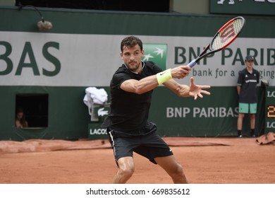 PARIS - JUNE 2:  Grigor Dimitrov (BUL) Competes Against Pablo Carreño Busta (ESP) In Round 3 At The French Open On June 2, 2017 In Paris, France. 