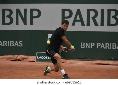 PARIS - JUNE 2:  Grigor Dimitrov (BUL) Competes Against Pablo Carreño Busta (ESP) In Round 3 At The French Open On June 2, 2017 In Paris, France. 