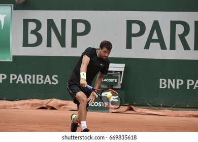 PARIS - JUNE 2:  Grigor Dimitrov (BUL) Competes Against Pablo Carreño Busta (ESP) In Round 3 At The French Open On June 2, 2017 In Paris, France. 