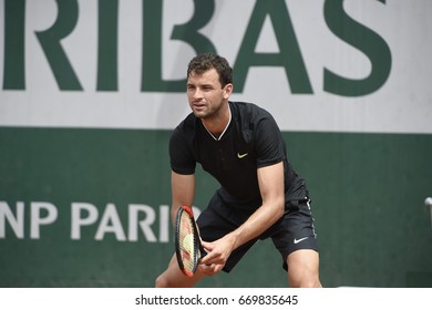 PARIS - JUNE 2:  Grigor Dimitrov (BUL) Competes Against Pablo Carreño Busta (ESP) In Round 3 At The French Open On June 2, 2017 In Paris, France. 