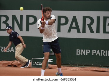 PARIS - JUNE 2:  Pablo Carreño Busta (ESP) Competes Against Grigor Dimitrov (BUL) In Round 3 At The French Open On June 2, 2017 In Paris, France. 